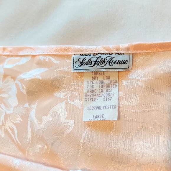 Saks Fifth Avenue Vintage Nightie Babydoll Chimese Lace Trim Flirty L Peach - Picture 7 of 10